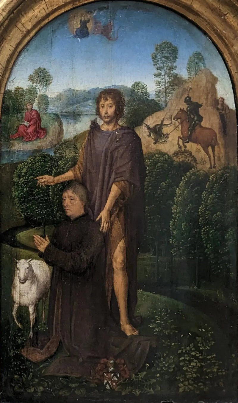 Lahjoittaja esitetty Pyhän Johannes Kastajan kautta - Hans Memling