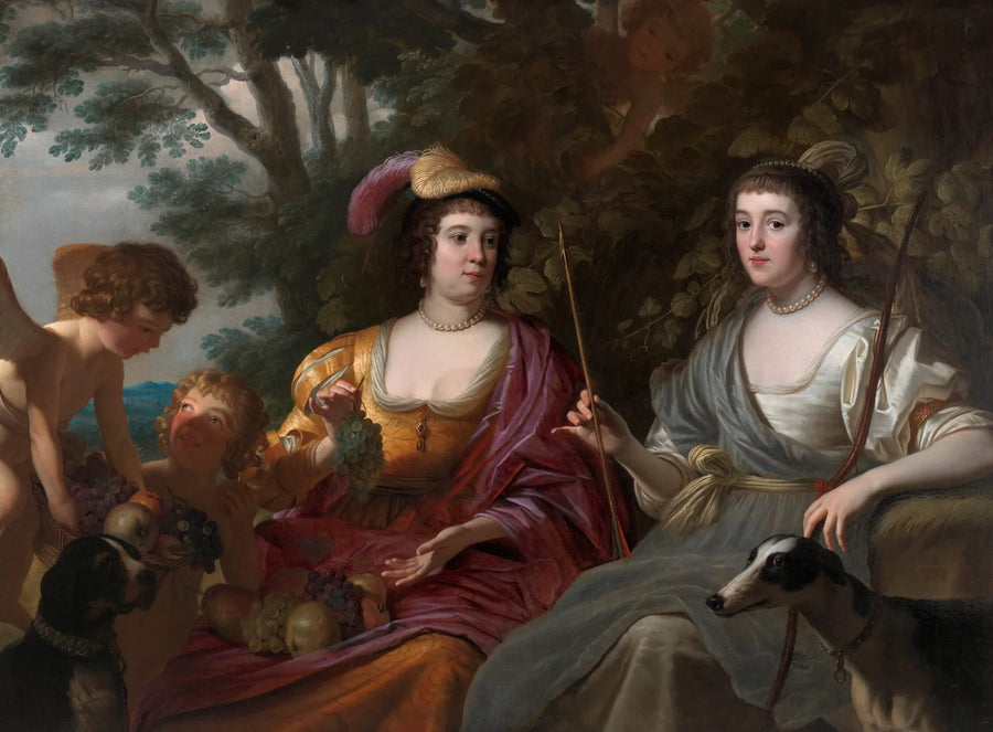 Amalian van Solmsin ja Charlotte de La Trémoïllen kaksoisporträt - Gerrit van Honthorst