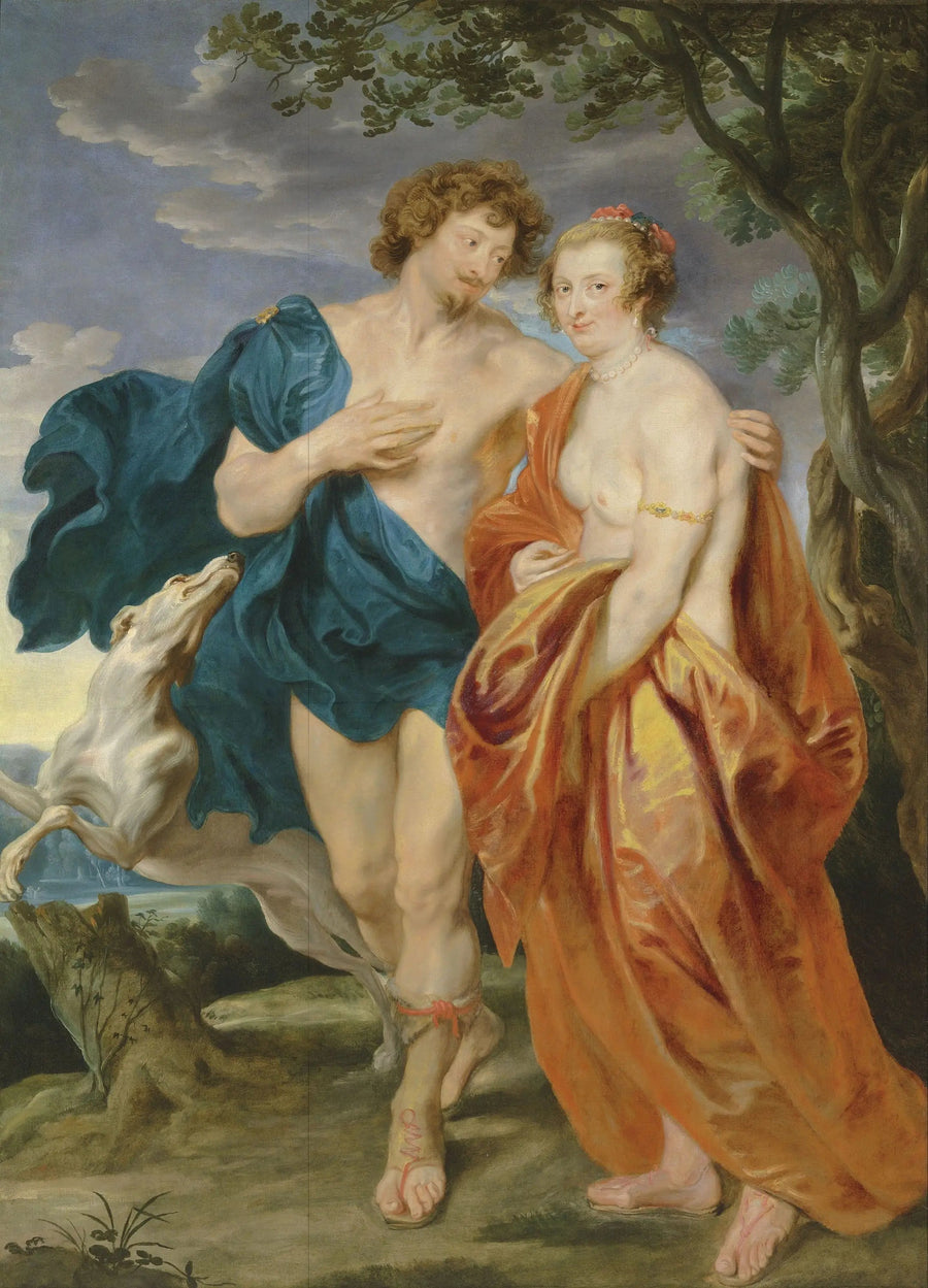 Kaksinkertainen muotokuva George Villiersistä, markiisista, ja hänen vaimostaan Katherine Mannersistä, Venus ja Adonis - Antoine van Dyck
