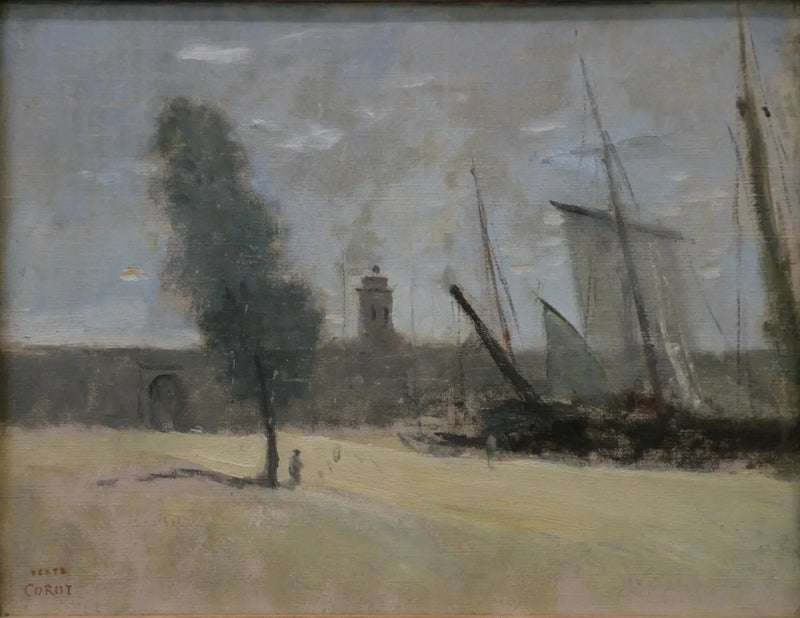 Dunkerque, muurit ja sataman sisäänkäyntiportti - Jean-Baptiste Camille Corot