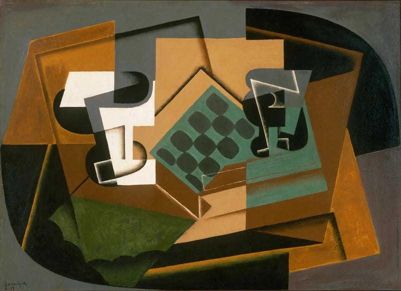 Shakkilauta, lasi ja lautanen - Juan Gris