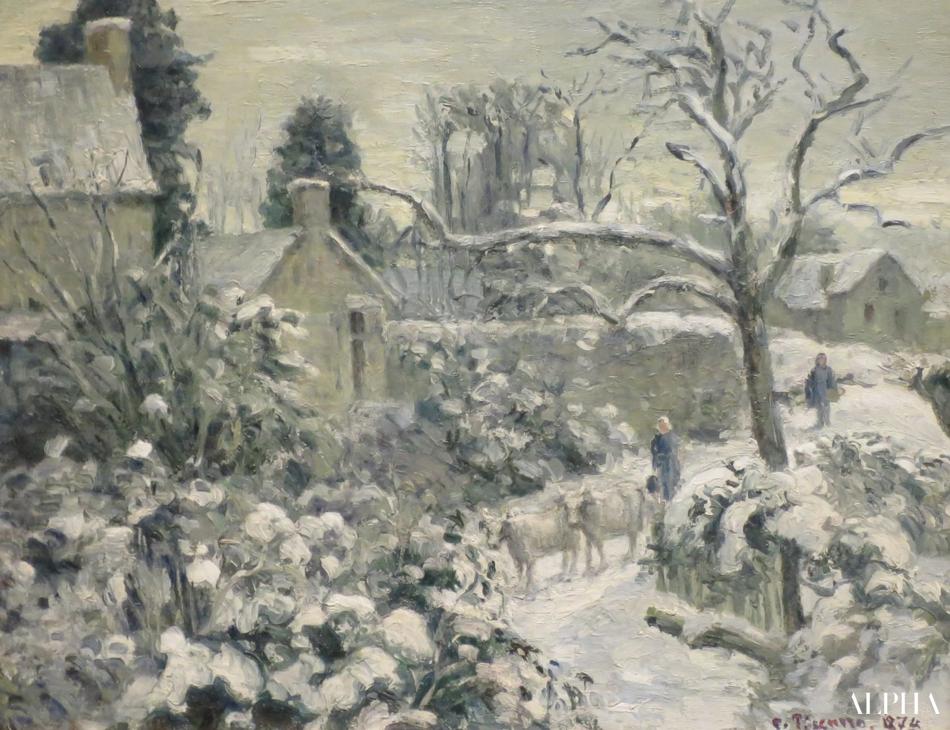 Lumiefekti lehmiä Montfoucault'ssa - Camille Pissarro - Korkealaatuiset taulujen ja maalauksien reproduktiot