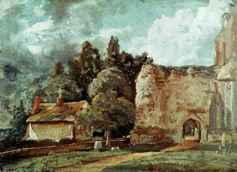 East Bergholtin kirkko: raunioitunut torni länsipäässä - John Constable
