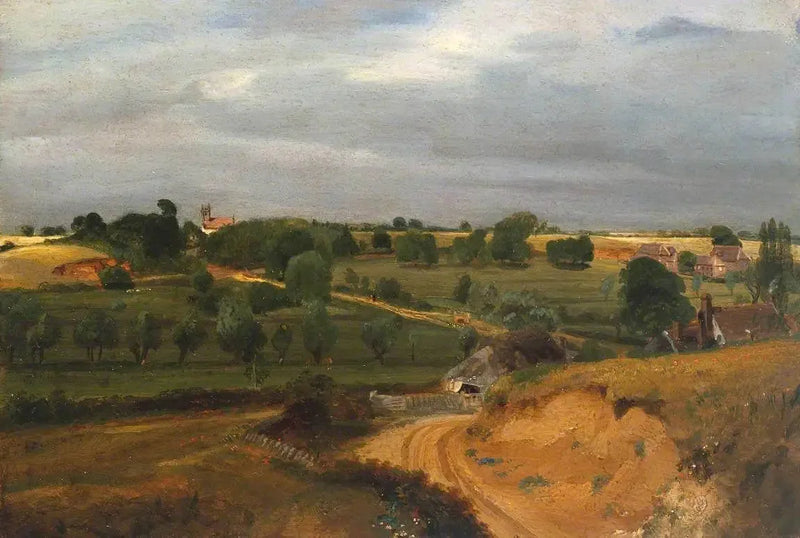 Brightwellin kirkko ja kylä - John Constable