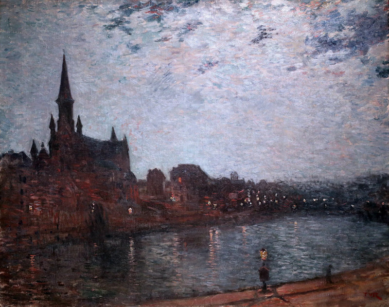 Pyhän Ristin kirkko (keskellä yötä kaupungin ulkopuolella) - Théodore van Rysselberghe