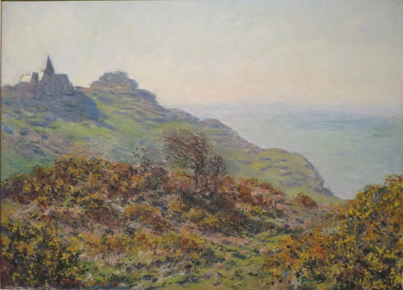 Varengevillen kirkko ja Moutiersin rotko - Claude Monet