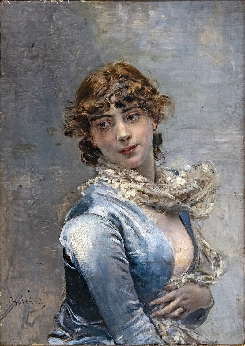 Tyylikäs sinisessä mekossa - Giovanni Boldini