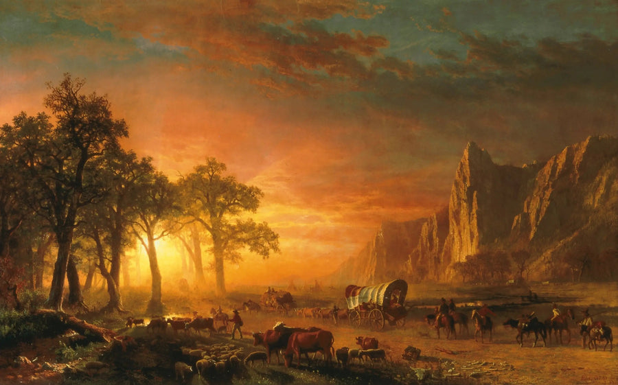 Maahanmuuttajat kulkemassa tasangoilla - Albert Bierstadt