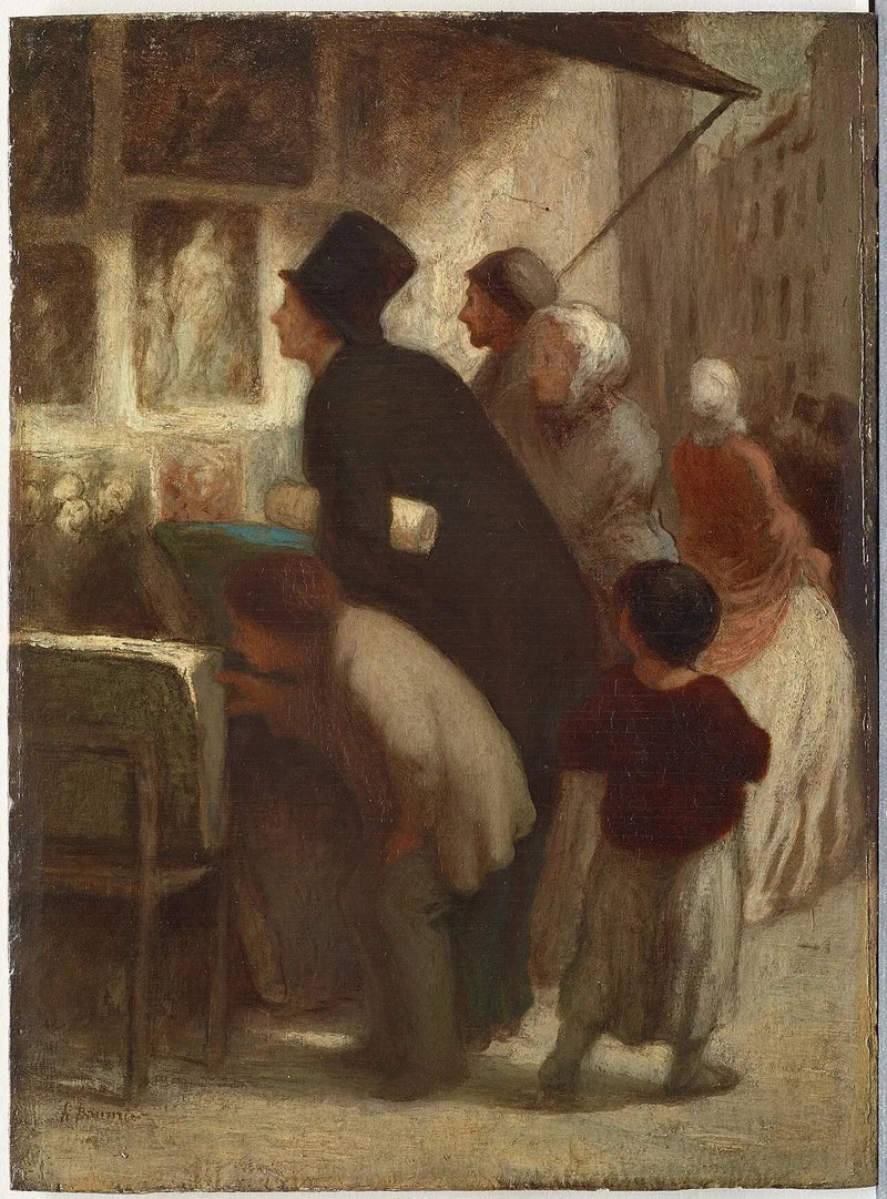 Poikkeuksellisesti painokuvien kauppiaan liikkeen ulkopuolella - Honoré Daumier