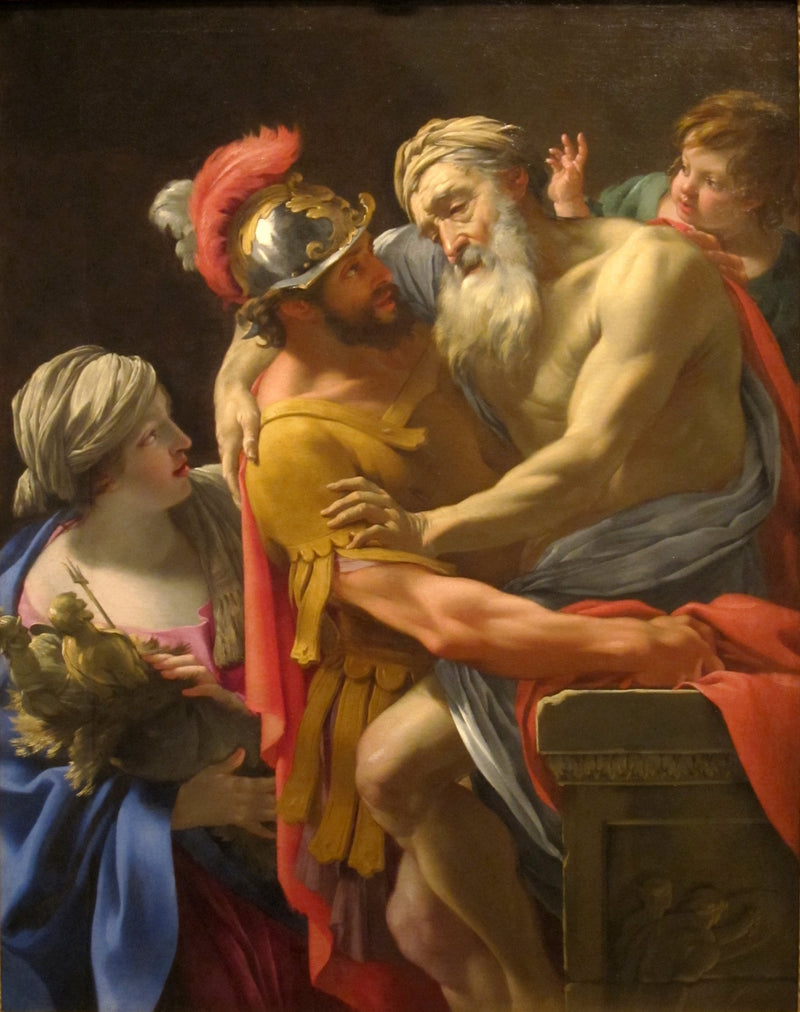 Eneä ja Priam pakenevat Troijaa - Simon Vouet