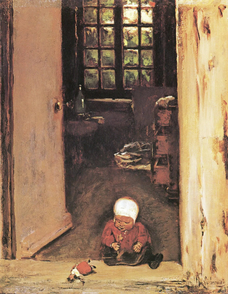 Lapsi leikkii ovenpielessä - Max Liebermann