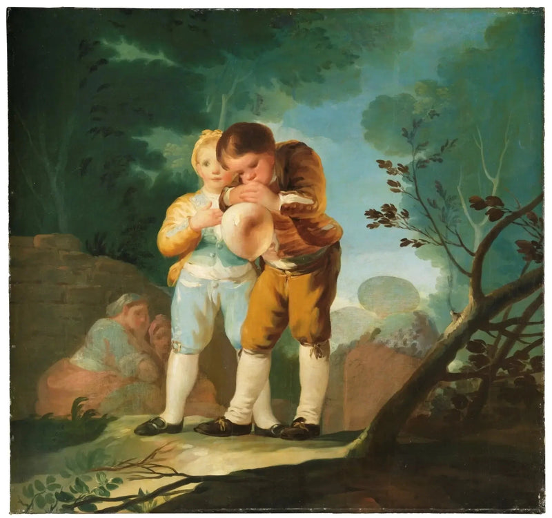 Lapset puhaltamassa ilmapalloa - Francisco de Goya