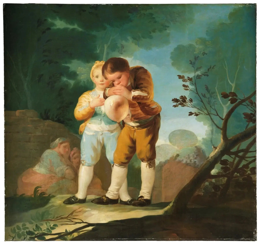 Lapset puhaltamassa ilmapalloa - Francisco de Goya