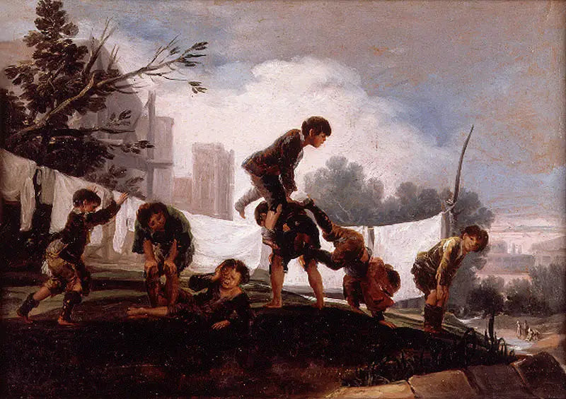 Lapset leikkimässä lammashypyn - Francisco de Goya