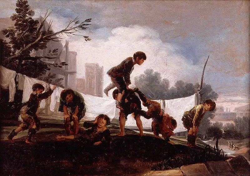 Lapset leikkimässä lammashypyn - Francisco de Goya