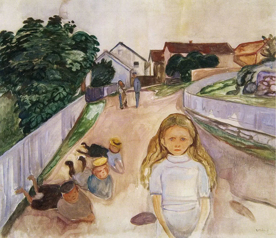 Lapset leikkimässä kadulla Åsgårdstrandissa - Edvard Munch