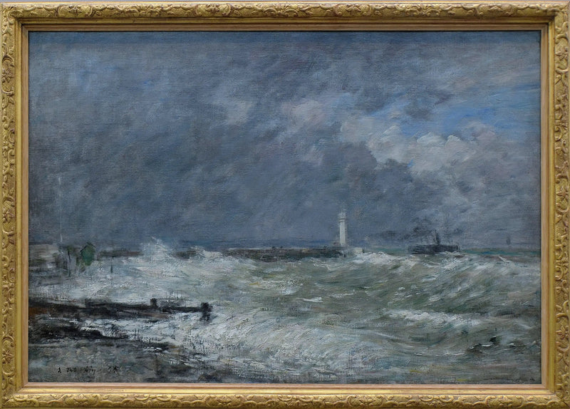 Le Havren laitureet myrskyisällä säällä - Eugène Boudin