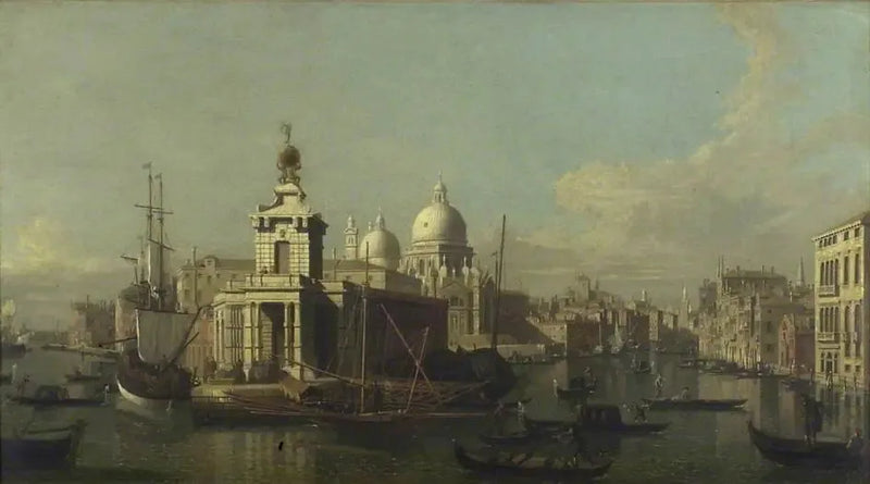 Grand Canalin sisäänkäynti, näkymä länteen - Canaletto