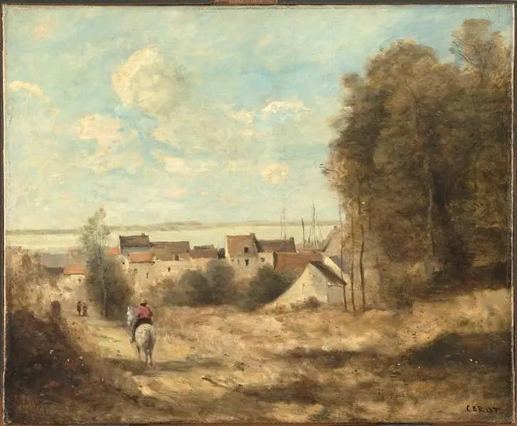 Kylän sisäänkäynti - Jean-Baptiste Camille Corot