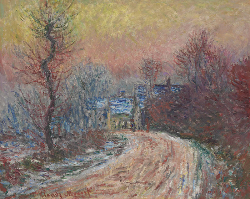 Sisäänkäynti Givernyyn talvella, laskeva aurinko W966 - Claude Monet
