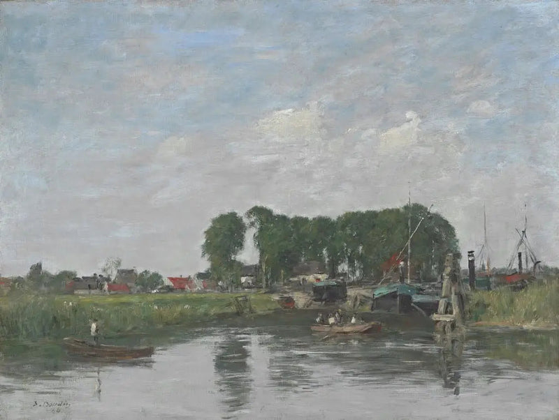 Dordrechtin ympäristö. Veneiden korjaustyömaa - Eugène Boudin