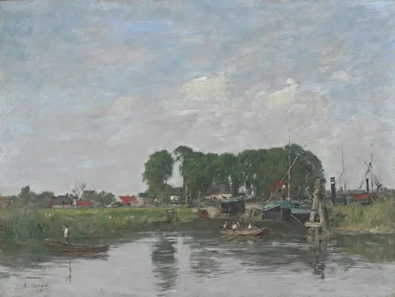 Dordrechtin ympäristö. Veneiden korjaustyömaa - Eugène Boudin