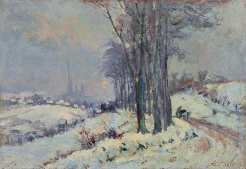 Rouenin ympäristö lumisateessa - Robert Antoine Pinchon