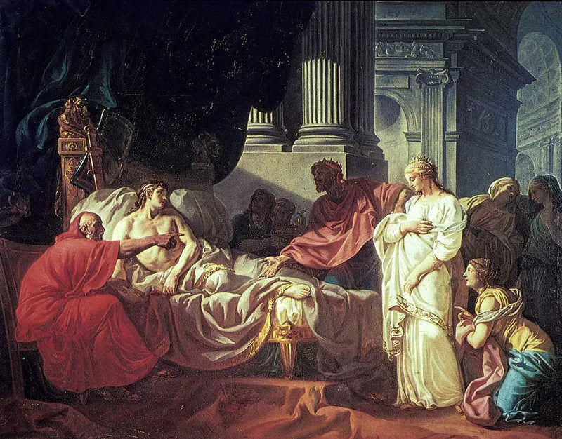 Érasistrate löytää Antiochuksen sairauden syyn - Jacques-Louis David