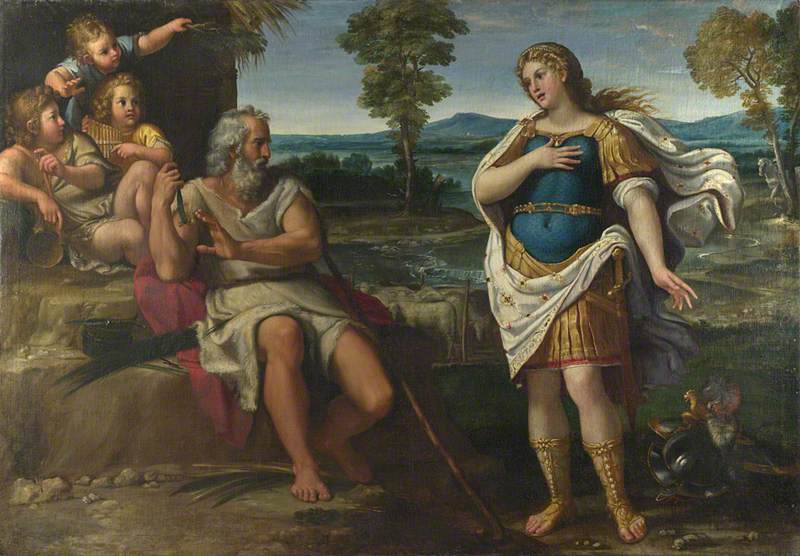 Erminia hakeutuu paimenten luo - Annibale Carracci