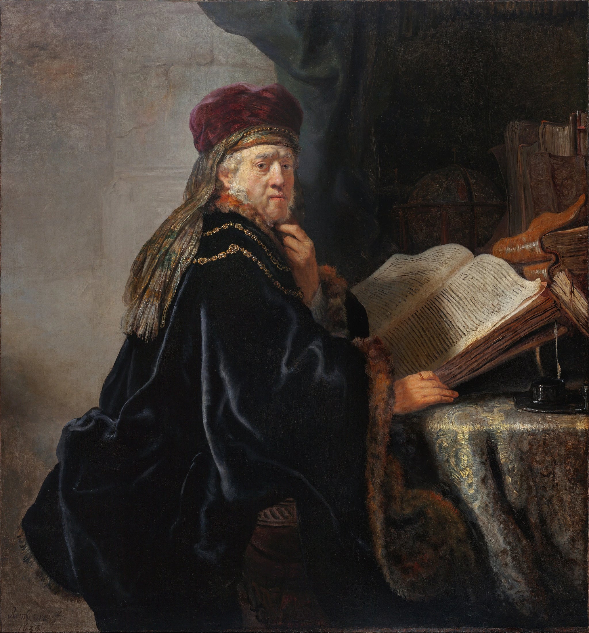 Un érudit dans son cabinet — Rembrandt, 1634, Galerie nationale de Prague