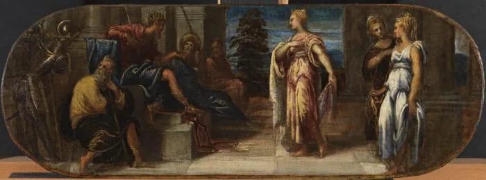 Ester ja Assuérus tai Salomon ja Saban kuningatar - Jacopo Tintoretto