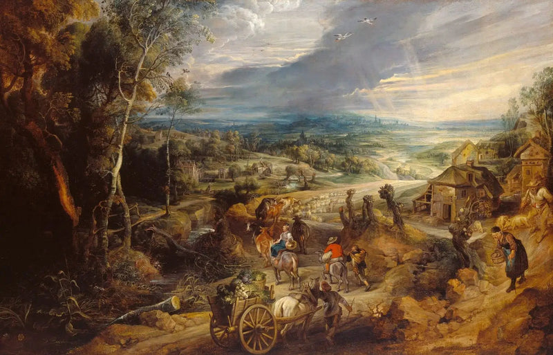Kesä: maanviljelijät menevät torille - Peter Paul Rubens