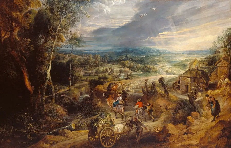 Kesä: maanviljelijät menevät torille - Peter Paul Rubens