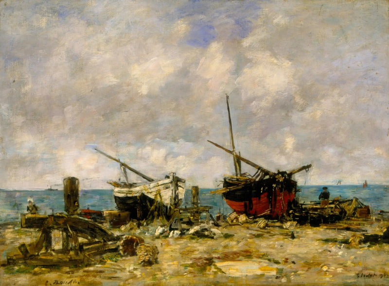 Étretat - Aavikoituneet alukset - Eugène Boudin