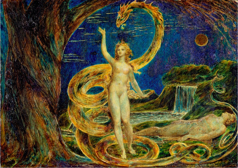 Eeva houkuteltuna käärmeen - William Blake