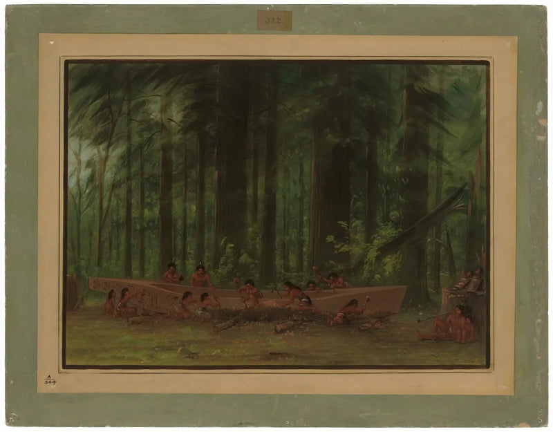 Kaivuu kanootti - Naya-intiaanit - George Catlin