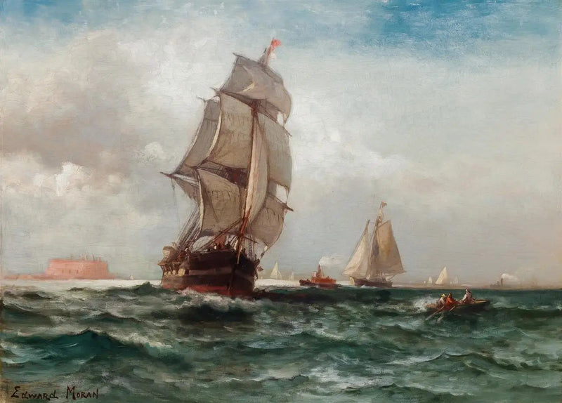 Laivaus Governors Islandin, New Yorkin ulkopuolella - Edward Moran