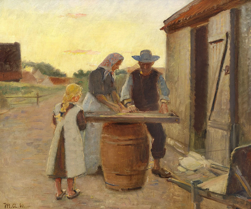 Kalastajien perhe auringonlaskun aikaan - Michael Peter Ancher