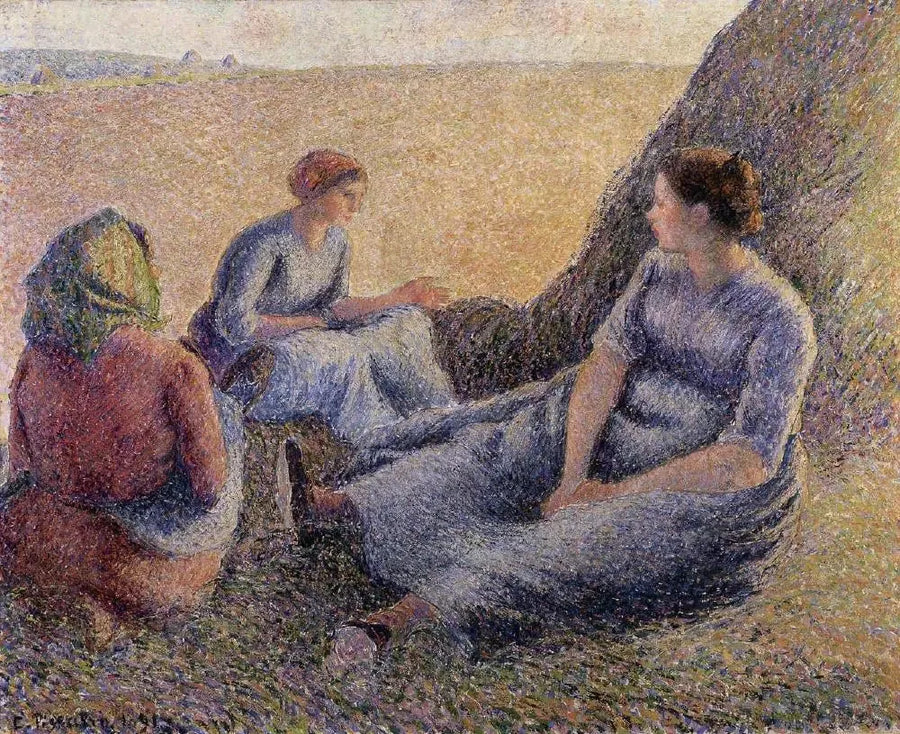 Lepäävät niittäjät - Camille Pissarro