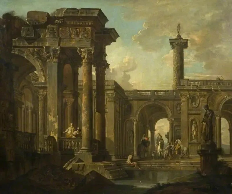 Fantasiaarkkitehtuuri klassisilla raunioilla - Giovanni Paolo Panini