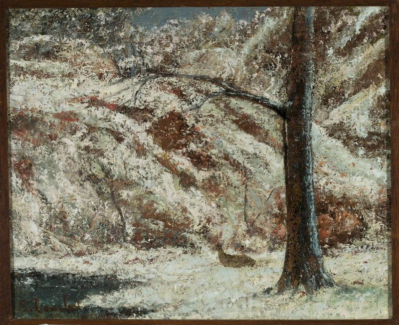 Jänis lumessa metsissä - Gustave Courbet