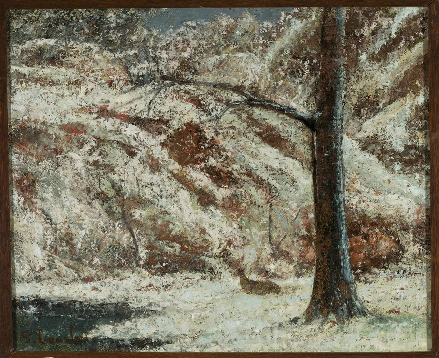 Jänis lumessa metsissä - Gustave Courbet