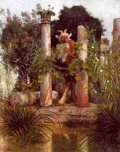Fauni puhaltamassa syrinxissä - Arnold Böcklin