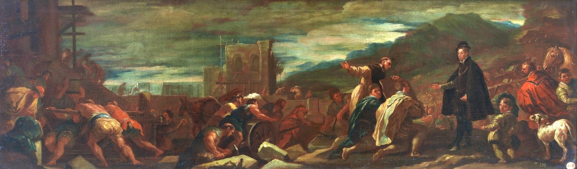 Felipe II, avec ses architectes, inspecte les œuvres de l'Escorial - Luca Giordano