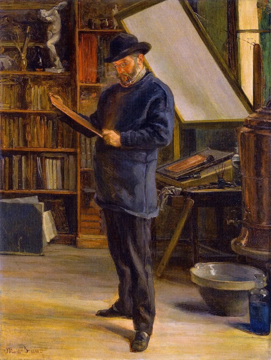 Félix Bracquemond ateljeessaan - Marie Bracquemond