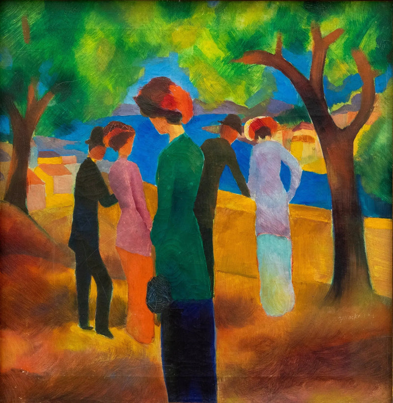 Nainen vihreässä takissa - August Macke