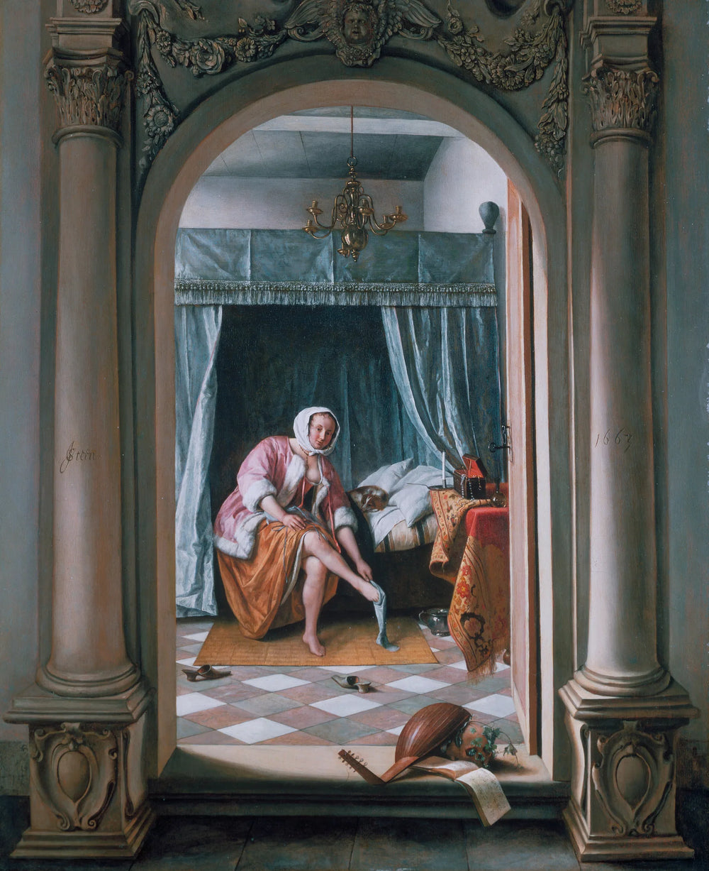 Femme à sa toilette - Jan Steen image 1 copie peinte à la main à l’huile