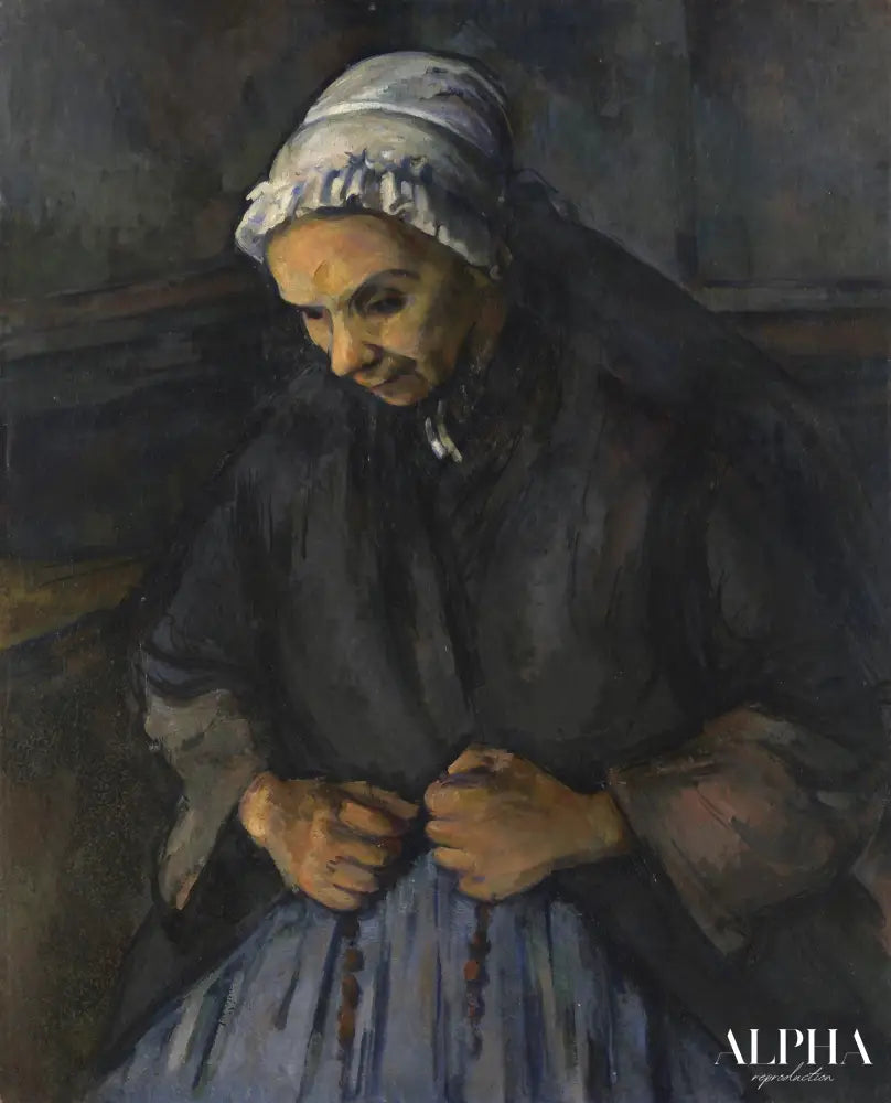 Femme âgée avec un rosaire - Paul Cézanne - Reproductions de tableaux et peintures haut de gamme