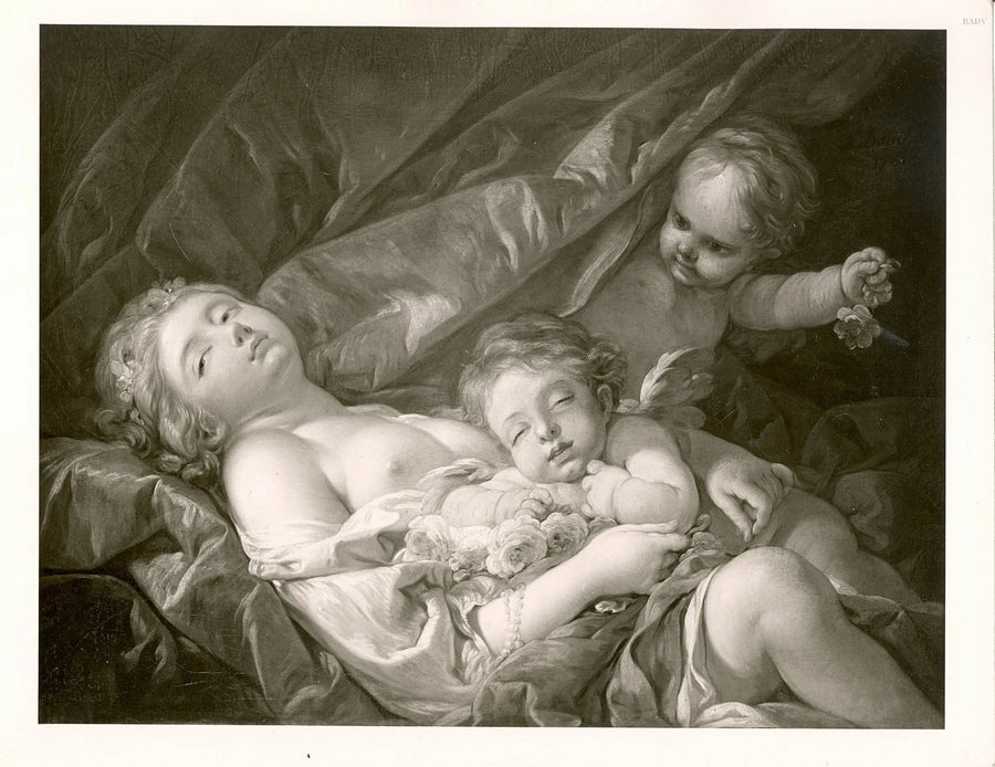makaa oleva nainen ja putti - François Boucher