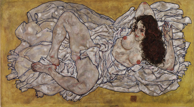 Makuuasento oleva nainen - Egon Schiele